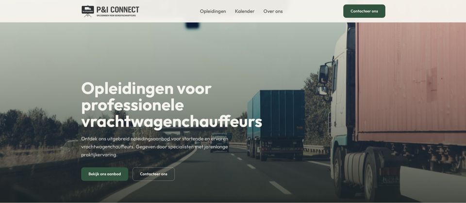 Homepage van de website van P&I Connect